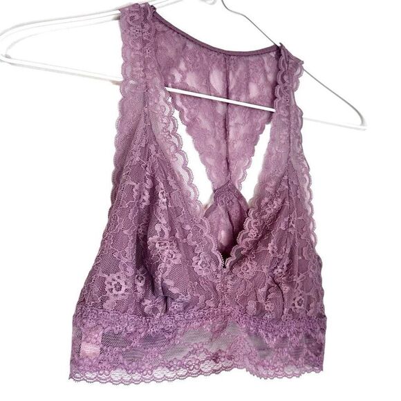 NWT Victoria's Secret Lace Scalloped Trim Racerback Bralette Purple Medium - Picture 3 of 3